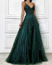 Load image into Gallery viewer, Green Tulle Prom Dresses