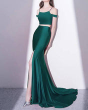 Load image into Gallery viewer, Green Two Piece Prom Dresses Mermaid