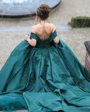 Load image into Gallery viewer, Green-Wedding-Dresses-Ball-Gowns-Off-Shoulder