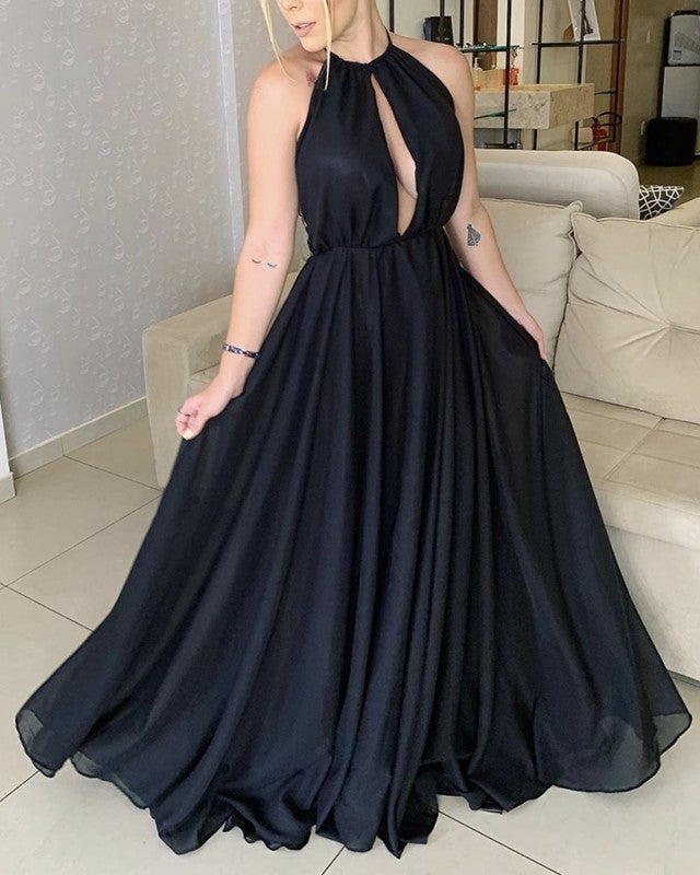 Halter Prom Dresses Chiffon Open Back Halter Prom Dresses Chiffon Open Back