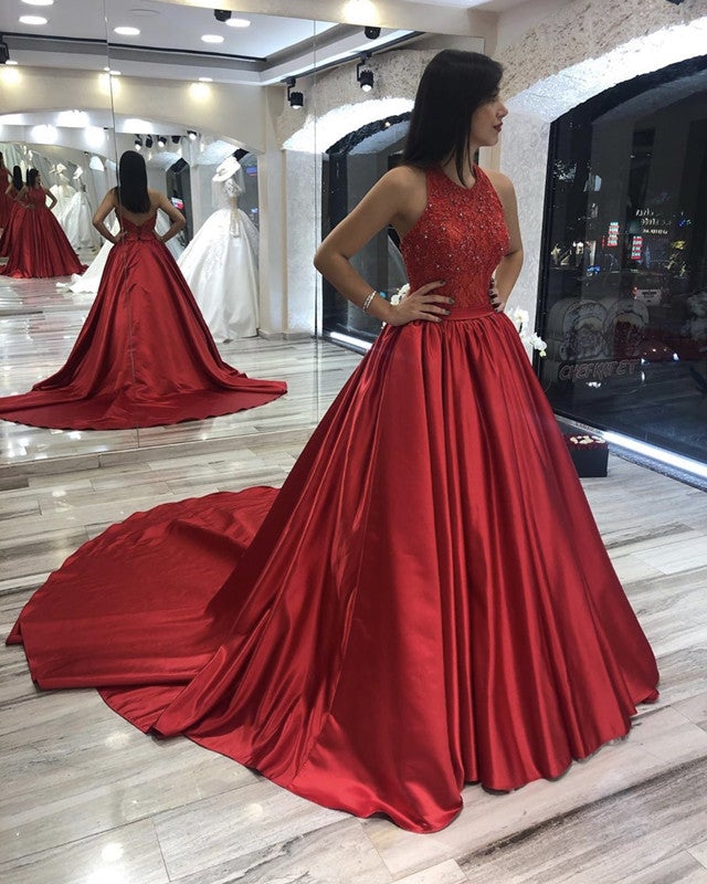 Halter Wedding Dresses Satin Ball Gown Embroidery Beaded Halter Wedding Dresses Satin Ball Gown Embroidery Beaded