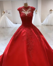 Load image into Gallery viewer, Red Wedding Gown High Neck