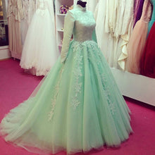 Load image into Gallery viewer, High Neck Long Sleeves Muslim Arabic Wedding Dresses-alinanova