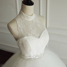 Load image into Gallery viewer, High Neck Open Back Tulle Ball Gown Wedding Dresses