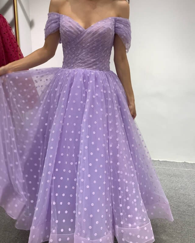 Lavender Dot Tulle Midi Dress Lavender Dot Tulle Midi Dress