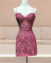 Load image into Gallery viewer, Tight Lace Corset Homecoming Dress Spaghetti Straps