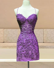 Load image into Gallery viewer, Tight Lace Corset Homecoming Dress Spaghetti Straps