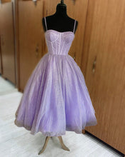 Load image into Gallery viewer, Lavender Sparkly Midi Ball Gown