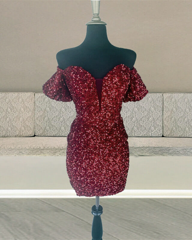 Short Off The Shoulder Sequin Bodycon Dress Short Off The Shoulder Sequin Bodycon Dress