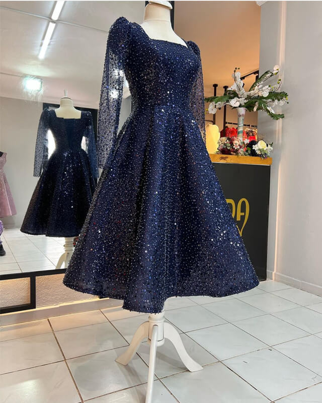 Long Sleeves Pearl Beaded Party Dress Long Sleeves Pearl Beaded Party Dress