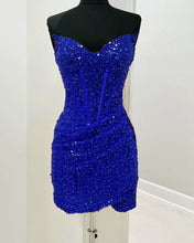 Load image into Gallery viewer, Roayl Blue Sequin Hoco Dress