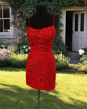 Load image into Gallery viewer, Red Lace Strappy Back Bodycon Homecoming Dresses