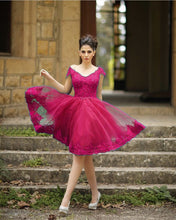 Load image into Gallery viewer, Tulle Homecoming Dresses Fuchsia
