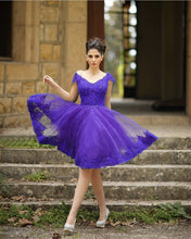 Load image into Gallery viewer, Tulle Homecoming Dresses Purple