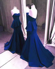 Load image into Gallery viewer, Sweetheart Court Train Satin Mermaid Evening Gowns
