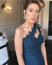 Load image into Gallery viewer, Lace Appliques One Shoulder Mermaid Bridesmaid Dresses-alinanova