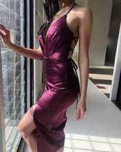 Load image into Gallery viewer, Purple-Bridesmaid-Dresses-Knee-Length-Cocktail-Dress