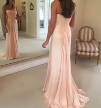 Load image into Gallery viewer, Peach Chiffon One Shoulder Long Sheath Bridesmaid Dressees