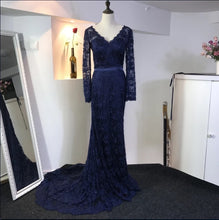 Load image into Gallery viewer, Lace Long Sleeves V Neck Mermaid Dresses-alinanova
