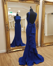 Load image into Gallery viewer, Halter Satin Bow Back Mermaid Formal Dress