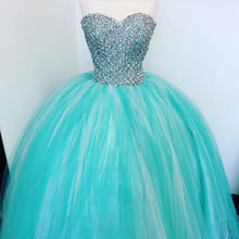 Load image into Gallery viewer, Luxurious Crystal Beaded Sweetheart Turquoise Quinceanera Dresses 2018-alinanova