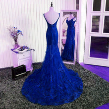 Load image into Gallery viewer, Open Back Lace Mermaid Dresses With Straps