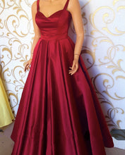 Load image into Gallery viewer, Sweetheart Floor Length Satin Prom Dresses With Straps