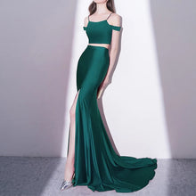 Load image into Gallery viewer, Simple Green Two Piece Prom Dress Mermaid
