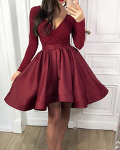 Load image into Gallery viewer, Long Sleeves Homecoming Dresses Burgundy

