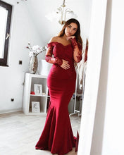Load image into Gallery viewer, Elegant-Off-Shoulder-Prom-Dresses-Mermaid-Evening-Gowns