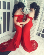 Load image into Gallery viewer, Long-Red-Bridesmaid-Dresses