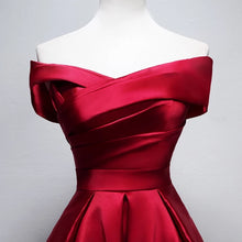Load image into Gallery viewer, Short A-line Off The Shoulder Satin Bridesmaid Dresses
