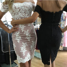 Load image into Gallery viewer, Off The Shoulder Sheath Homecoming Dresses Lace Appliques