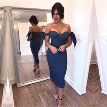 Load image into Gallery viewer, Sweetheart Off The Shoulder Sheath Bridesmaid Dresses Knee Length-alinanova