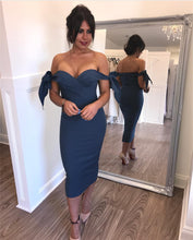 Load image into Gallery viewer, Sweetheart Off The Shoulder Sheath Bridesmaid Dresses Knee Length