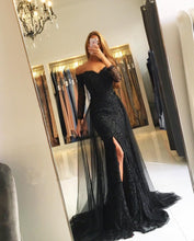 Load image into Gallery viewer, Black Lace Mermaid Dresses