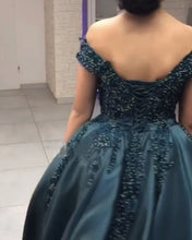 Load image into Gallery viewer, Luxury Pearl Beaded V-neck Off Shoulder Evening Dresses