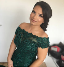 Load image into Gallery viewer, Stylish Lace Mermaid Evening Dresses Off-the-shoulder Prom Gowns