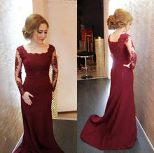Load image into Gallery viewer, Modest Lace Appliques Long Sleeves Mermaid Prom Dresses
