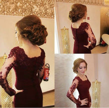 Load image into Gallery viewer, Modest Lace Appliques Long Sleeves Mermaid Prom Dresses