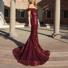 Load image into Gallery viewer, Sparkly Sequin Off The Shoulder Mermaid Evening Dresses-alinanova