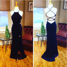 Load image into Gallery viewer, Sexy Cross Back Long Velvet Mermaid Evening Gowns