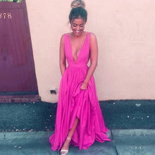 Load image into Gallery viewer, Sexy Plunge Neck Long Prom Dresses