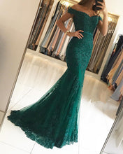 Load image into Gallery viewer, Mermaid-Evening-Dresses-Lace-V-neck-Prom-Gowns