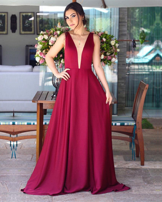 long v neck open back chiffon prom dress Sexy Deep V-neck Bridesmaid Dresses open back dress 51 Fashion ideas in Color:C This sexy red chiffon Category:AllWomen