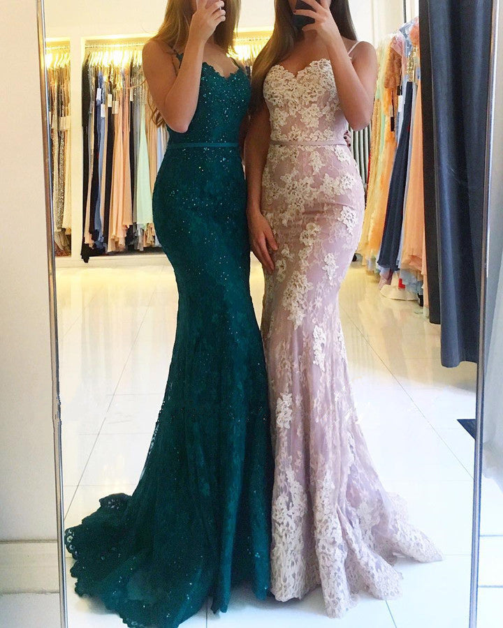 fitted lace wedding dress Long Burgundy Off shoulder Best Sales Evening Party Mermaid Prom Dress –  AlineBridal main image 1