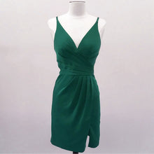 Load image into Gallery viewer, Chiffon V Neck Sheath Bridesmaid Dresses Short Cocktail Dress With Split