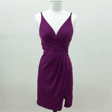 Load image into Gallery viewer, Chiffon V Neck Sheath Bridesmaid Dresses Short Cocktail Dress With Split