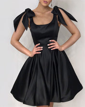 Load image into Gallery viewer, Elegant Bow Shoulders Ruffles Satin Homecoming Dresses