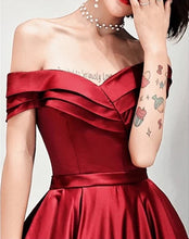 Load image into Gallery viewer, Long-Evening-Gowns-Burgundy-Bridesmaid-Dress